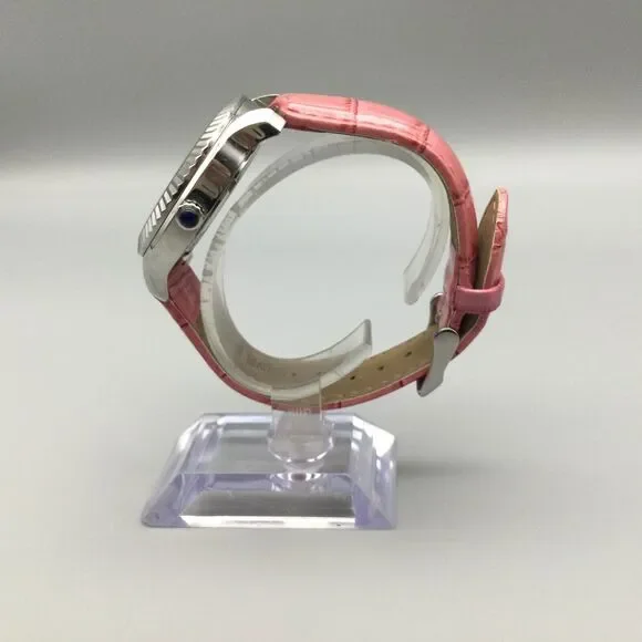 Invicta Angel Watch 40mm Silver Tone Crystals 25744 Pink Leather New Battery - Picture 3 of 15